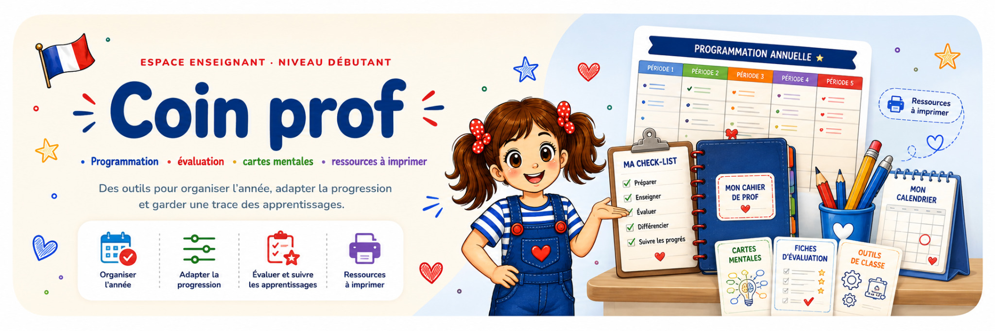 Coin prof : programmation, évaluation, cartes mentales et ressources à imprimer